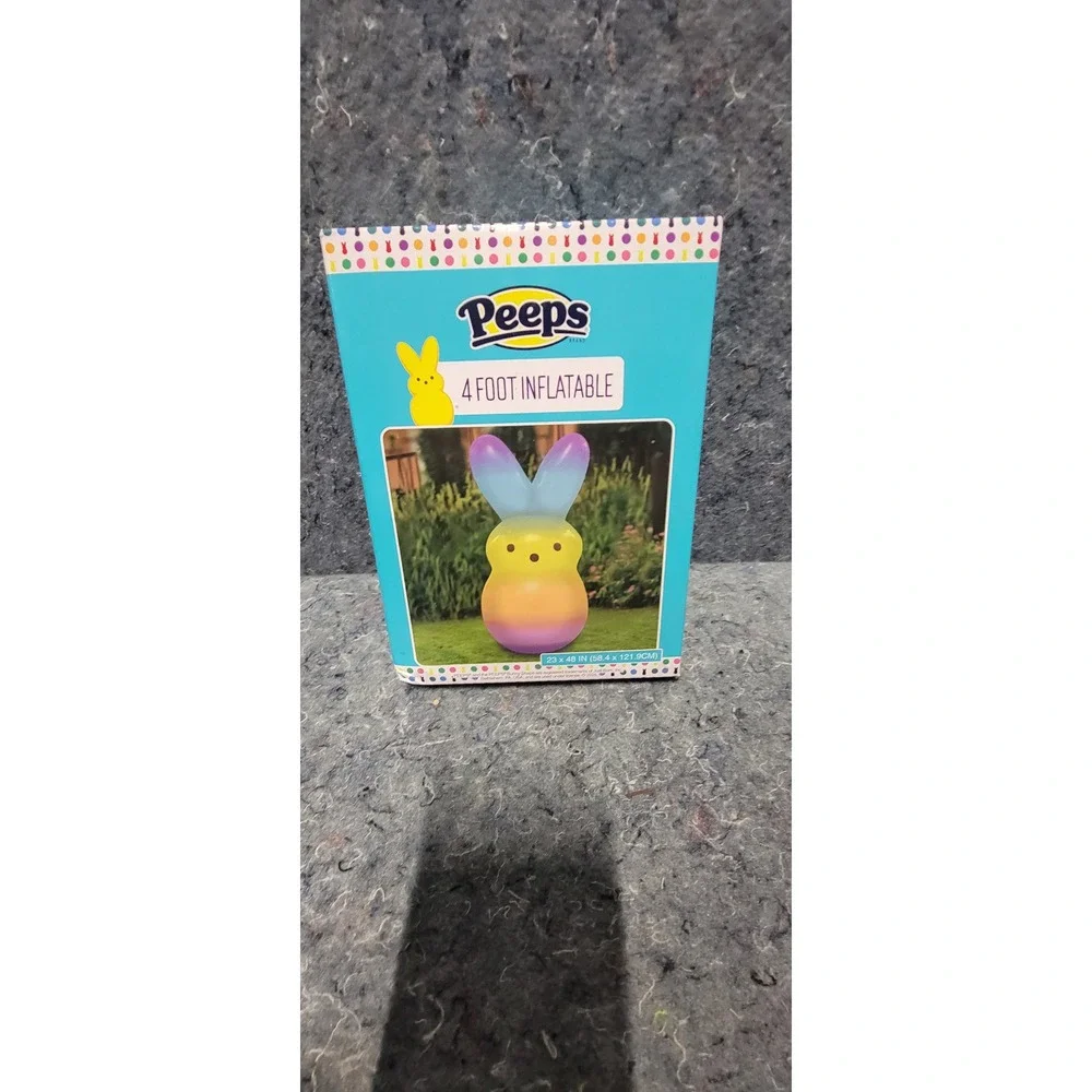 PEEPS 4' Foot Inflatable Rainbow Yard Easter Bunny Blow-Up NWT and‎ Sealed